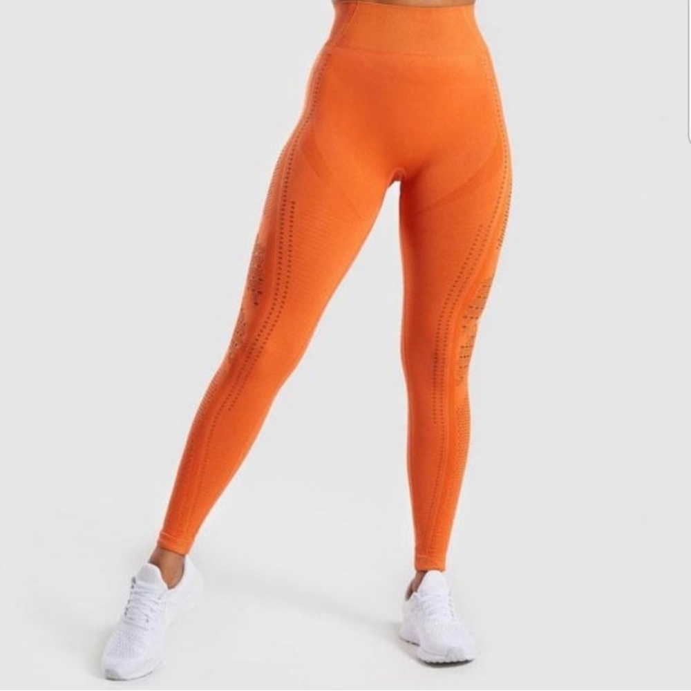 NWT gymshark leggings seamless cut out bright orange colour (like mandarin)